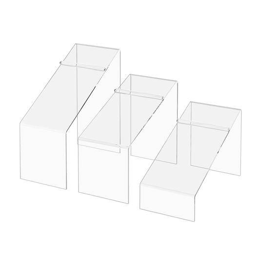 Slanted Shoe Risers 3 Piece Retail Display Stands with Heel Stop