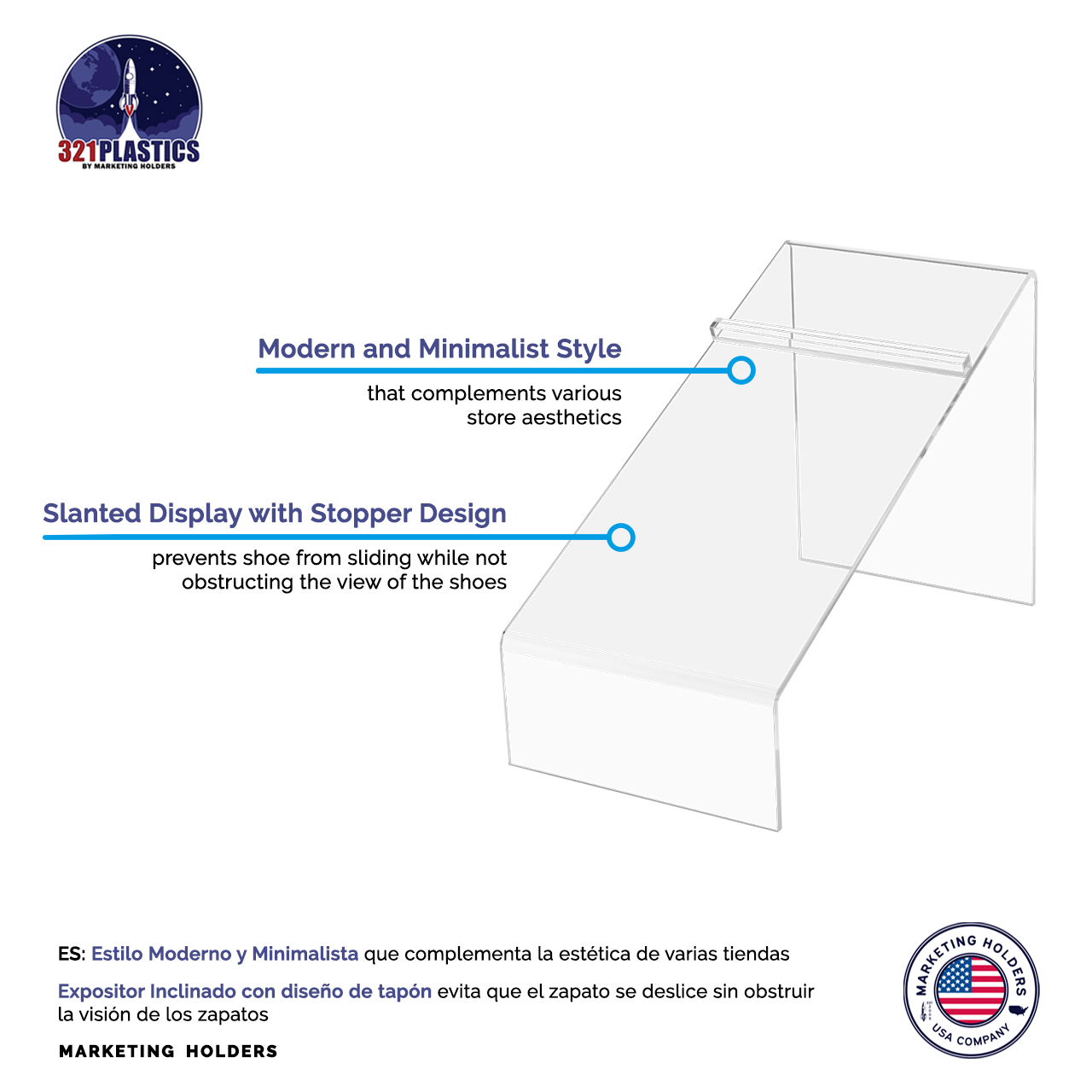 Shoe Display with Heel Stop