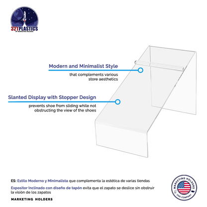 4" x  5" Shoe Riser  Acrylic Display Slanted Footwear Stand