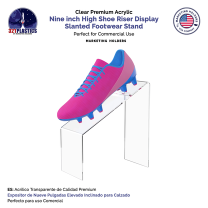 4" x 9" Shoe Riser Clear Slanted Footwear Pedestal Display Stand