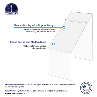 4" x 9" Shoe Riser Clear Slanted Footwear Pedestal Display Stand