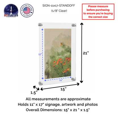 11" x 17" Wall Sign Holder Floating Graphic Poster Display