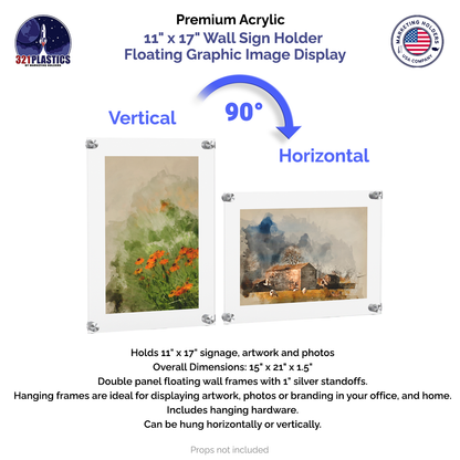 11" x 17" Wall Sign Holder Floating Graphic Poster Display