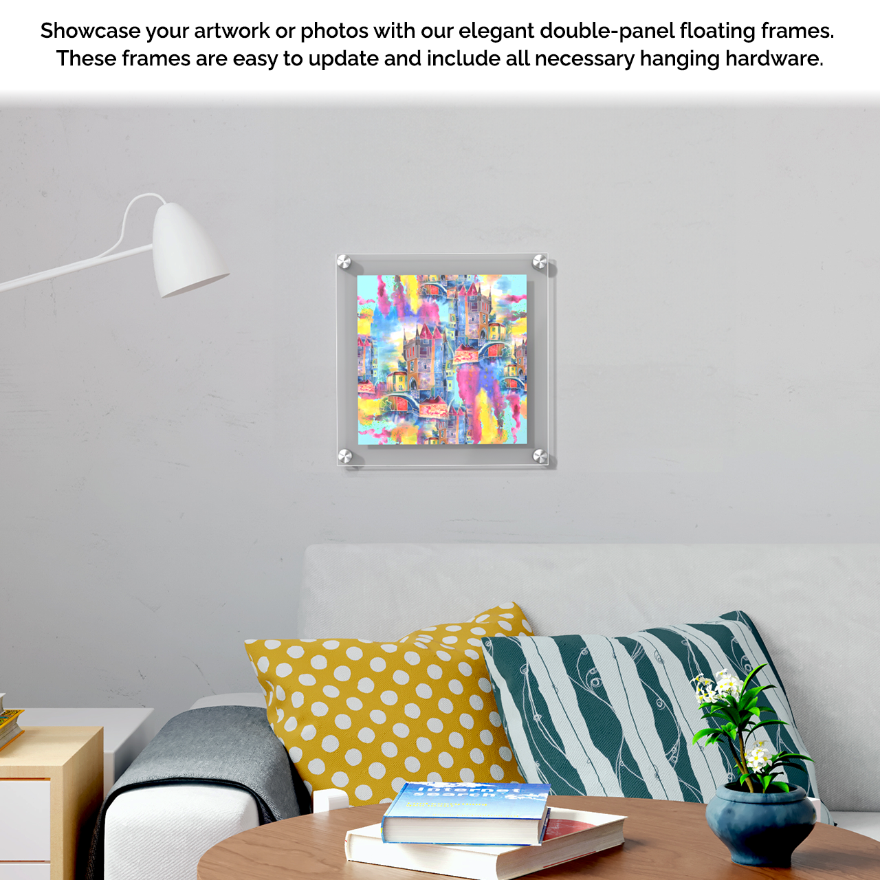 12" x 12" Wall Sign Holder Floating Graphic Image Display