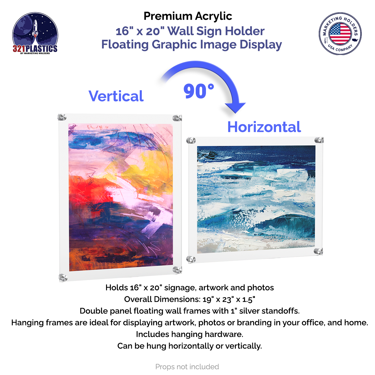 16" x 20" Wall Sign Holder Floating Graphic Poster Display