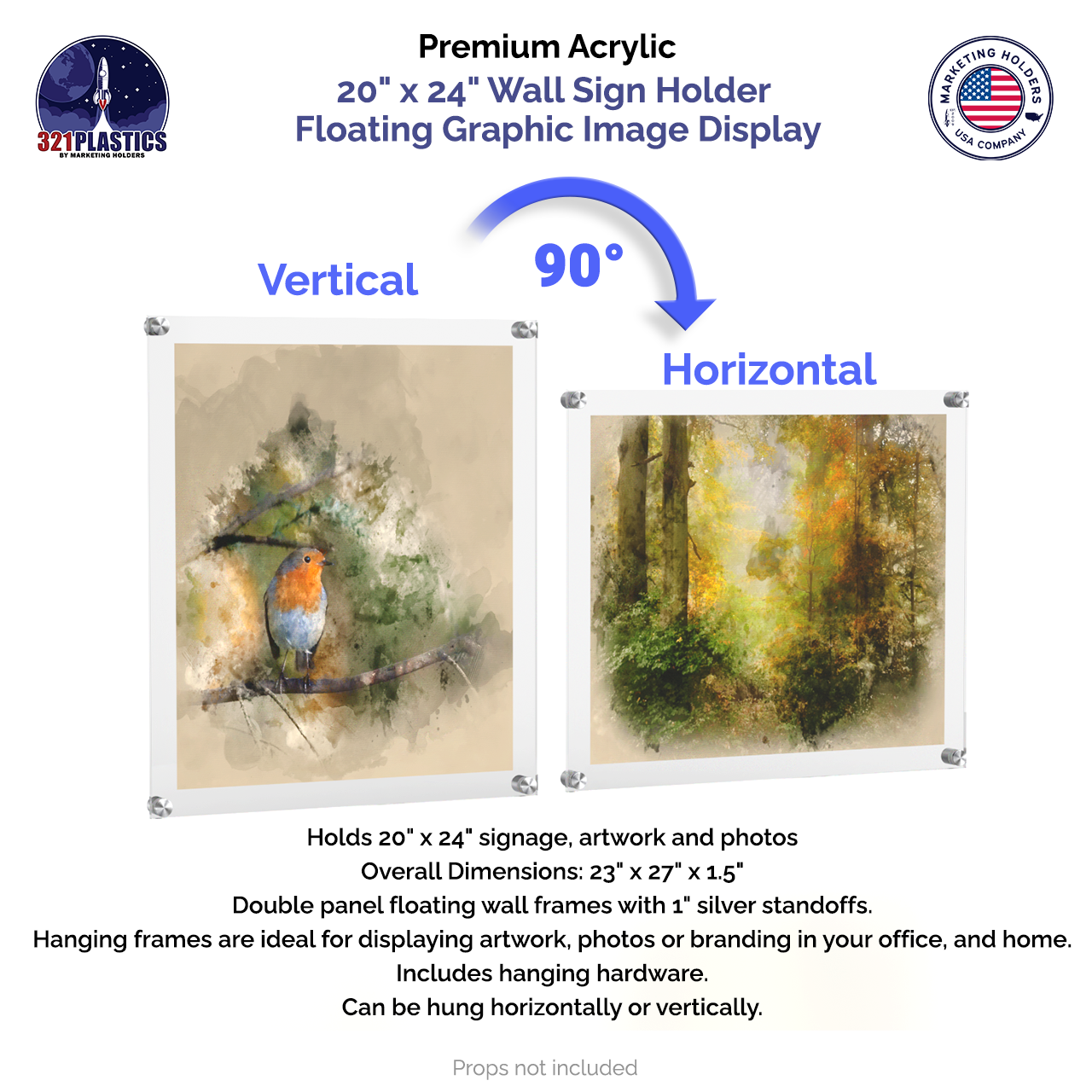 20" x 24" Wall Sign Holder Floating Graphic Poster Display