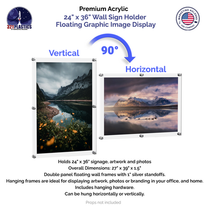 24" x 36" Wall Sign Holder Floating Graphic Poster Display