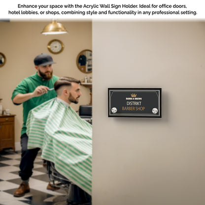 6.5" x 3.5" Wall Sign Holder Black Back with Stainless Standoffs