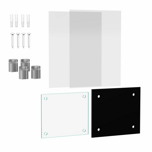 6" x 7" Wall Sign Holder Black Back with Stainless Standoffs