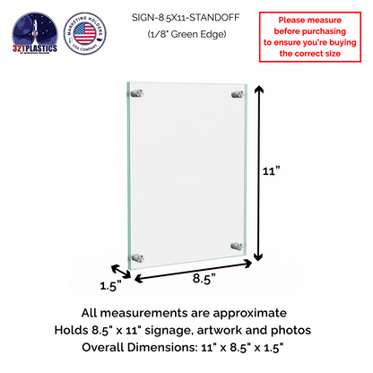 8.5" X 11" Wall Sign Holder Euro Style With Stainless Standoffs