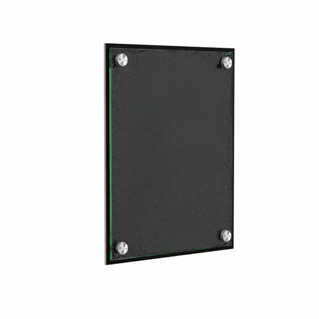 8.5" x 11" Wall Sign Holder Black Back with Stainless Standoffs