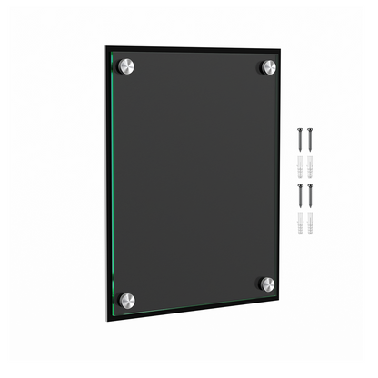8.5" x 11" Wall Sign Holder Black Back with Stainless Standoffs