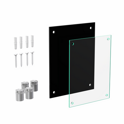 8.5" x 11" Wall Sign Holder Black Back with Stainless Standoffs