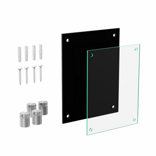 8.5" x 11" Wall Sign Holder Black Back with Stainless Standoffs