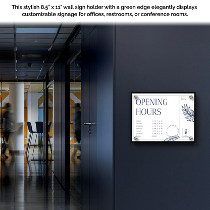 8.5" x 11" Wall Sign Holder Black Back with Stainless Standoffs