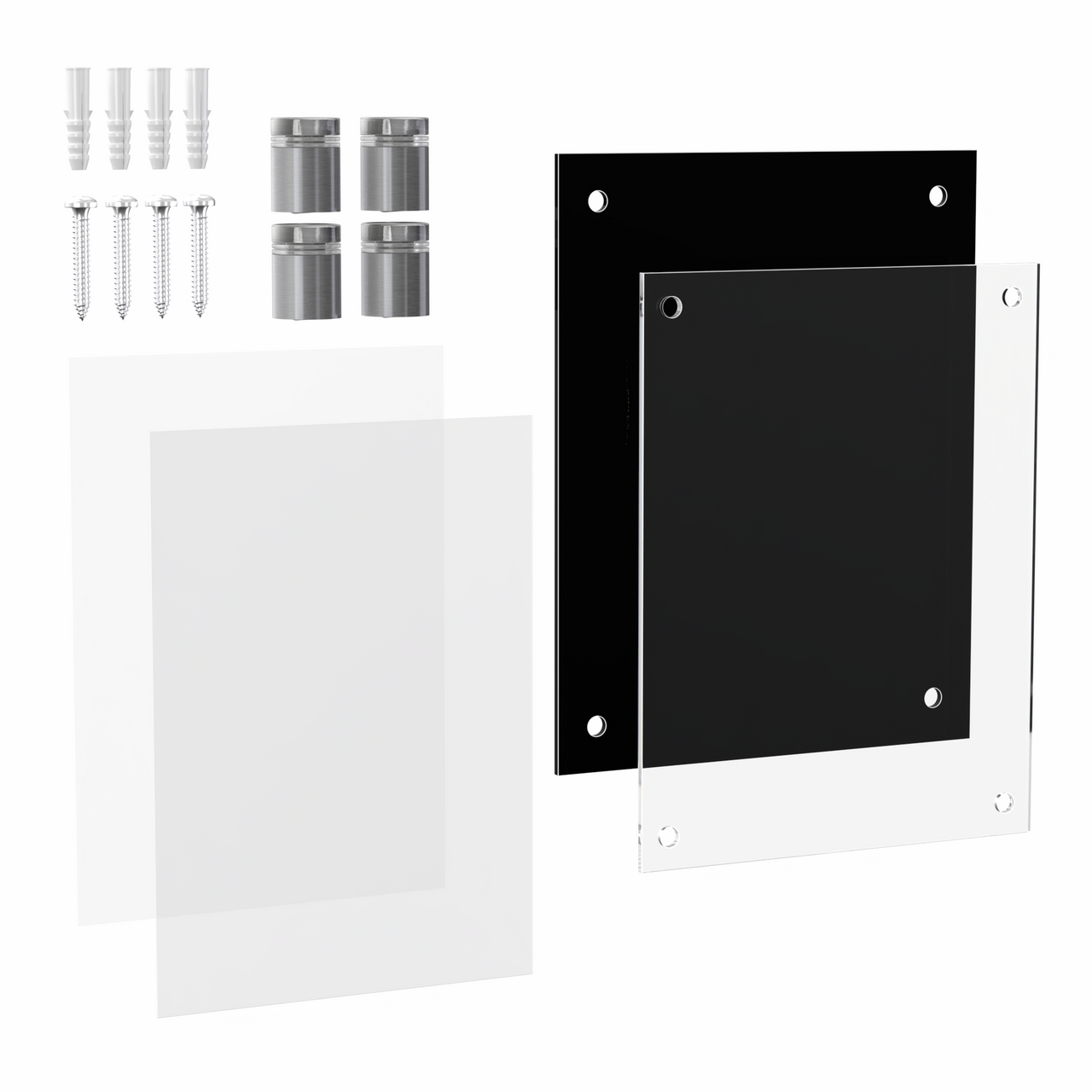 8.5" x 11" Wall Sign Holder Black Back with Standoffs