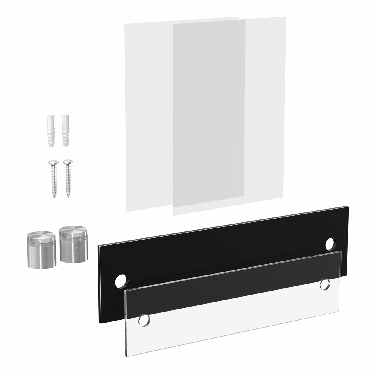 8.5" x 2.5" Wall Sign Holder Black Back with Stainless Standoffs