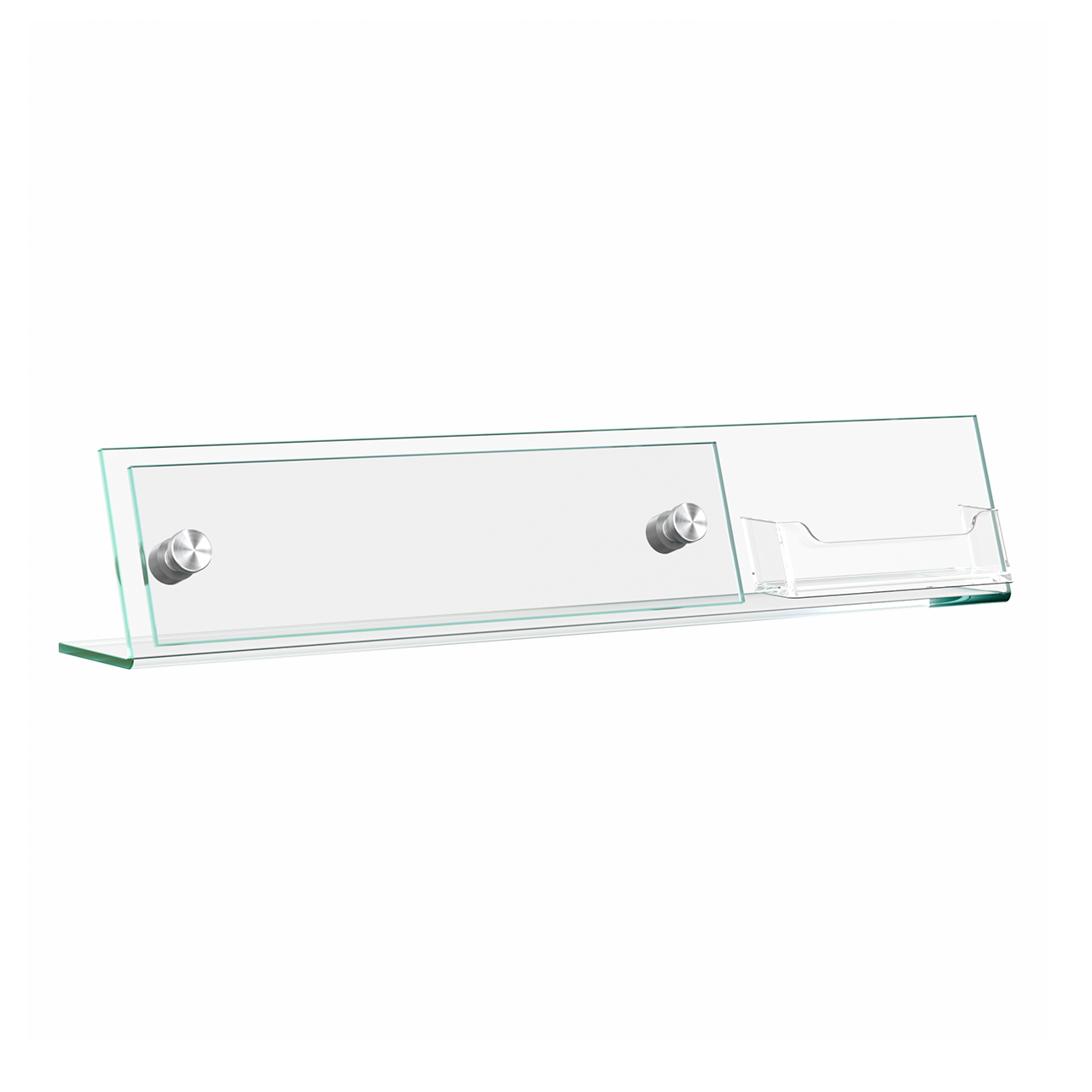 8"W x 2"H Modern Desk Nameplate Slanted Sign with Card Pocket