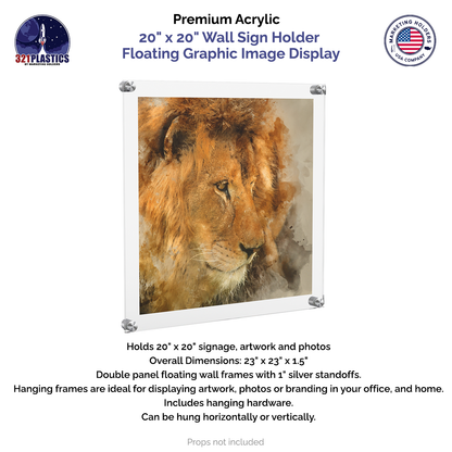 20" x 20" Wall Sign Holder Floating Graphic Poster Display