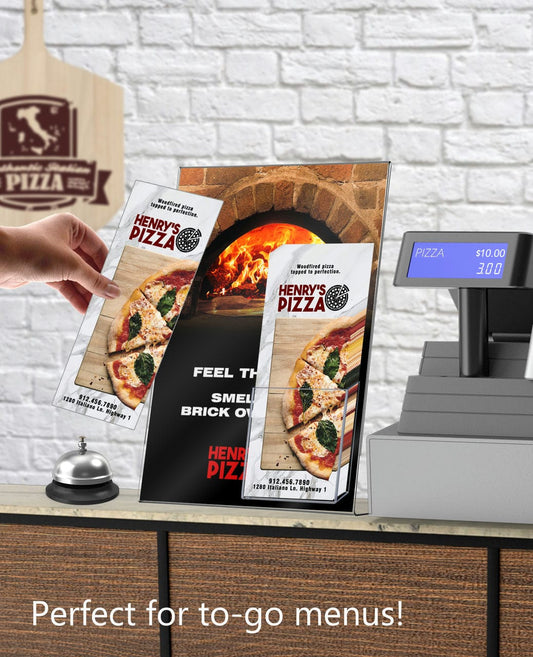 11"W x 17"H Poster Sign Display Slant Back with Brochure Slot