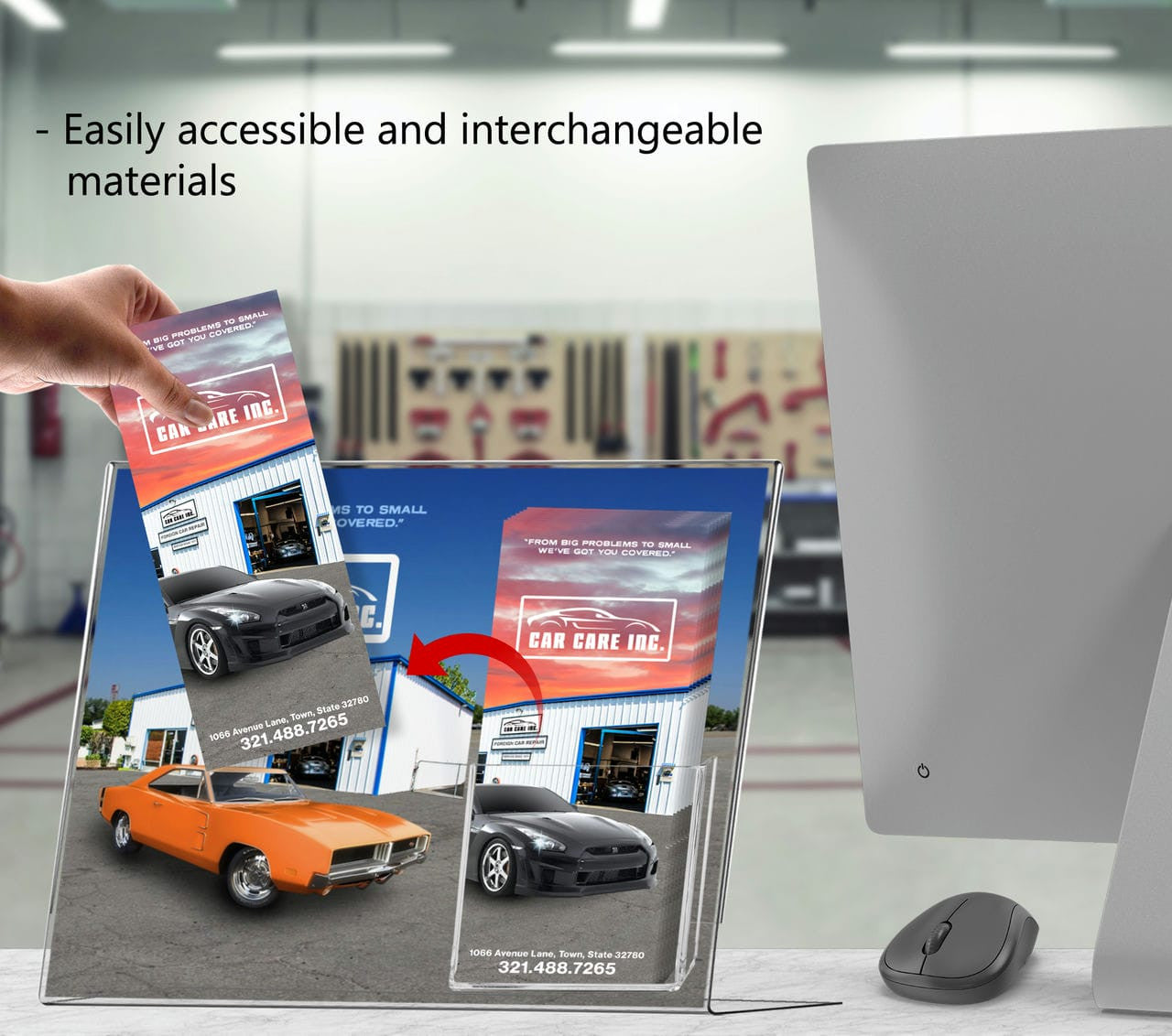 14"W x 11"H Slant Back Sign Holder with Brochure Pocket