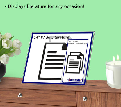14"W x 11"H Slant Back Sign Holder with Brochure Pocket