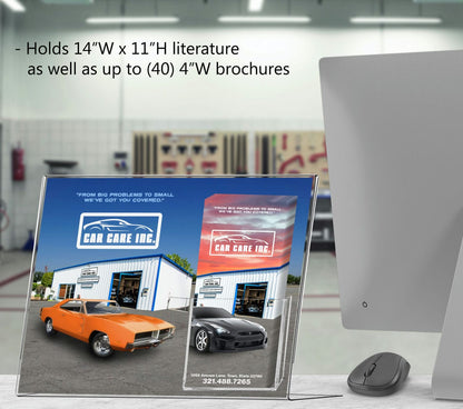 14"W x 11"H Slant Back Sign Holder with Brochure Pocket