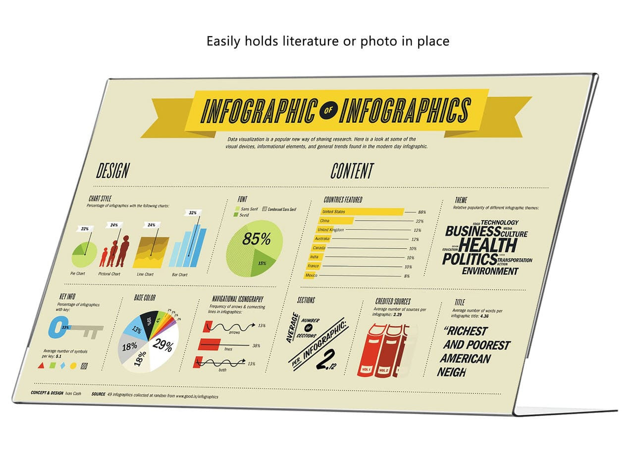 Seventeen by Eleven Sign Holder Ad Frame Display Stand Slant Back Clear Acrylic Display