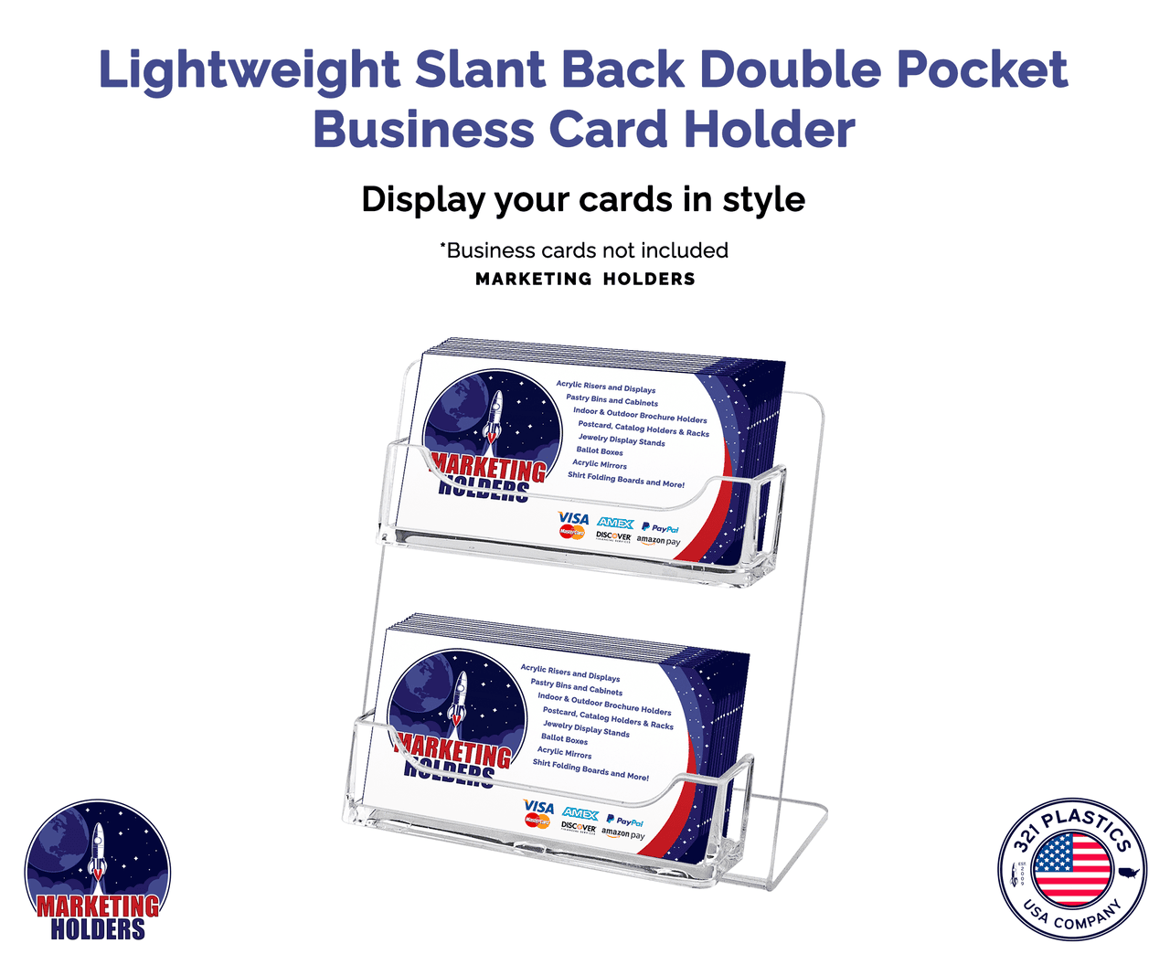 2 Pocket Business Gift Card Display Rack Horizontal Desk Stand