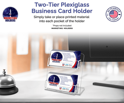 2 Pocket Business Gift Card Display Rack Horizontal Desk Stand