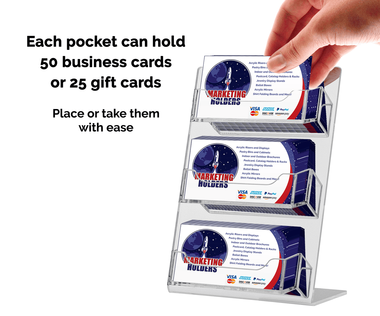 Take One Mirrored Back Business Card Stand