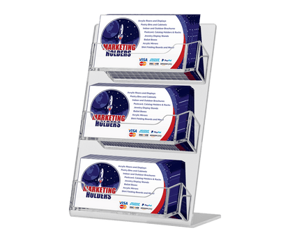 Three Pocket Slant Back Business Card Holder