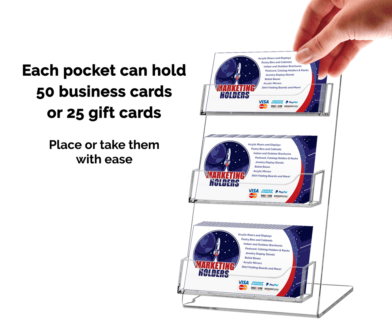 Multiple Pocket Take A Card Tabletop Display Stand