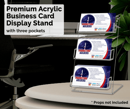 Tabletop Business Card Holder with Three Pockets