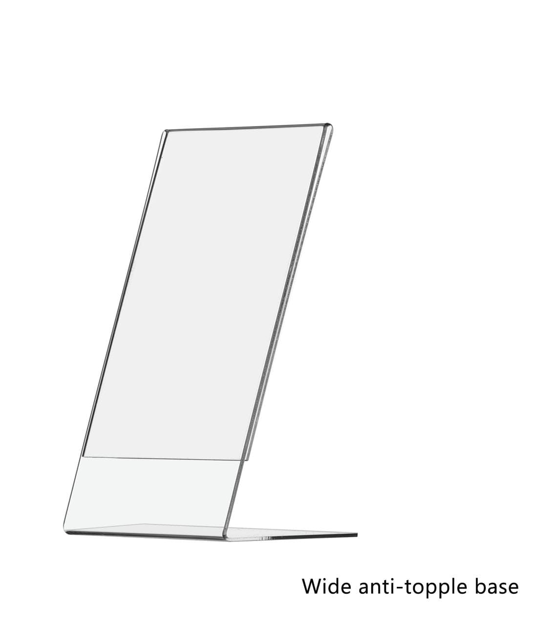 4”W x 9"H Acrylic Sign Holder Tabletop Side Load Slant Back Display