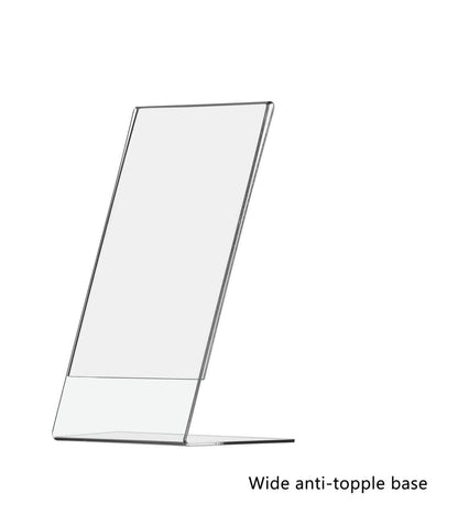 4”W x 9"H Acrylic Sign Holder Tabletop Side Load Slant Back Display