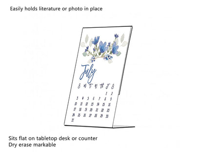 Five and a half Inch wide  Sign Holder Photo Frame Tabletop Slant Back Side Load Clear Acrylic with literature