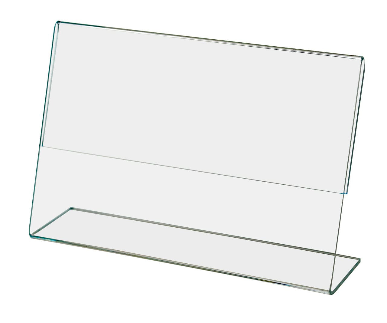 6"W x 4"H Sign Holder Horizontal Slant Back Side Load Stand