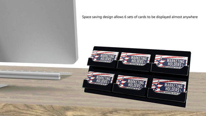 6 Pocket Slanted Business Gift Card Holder Countertop Multi Slot