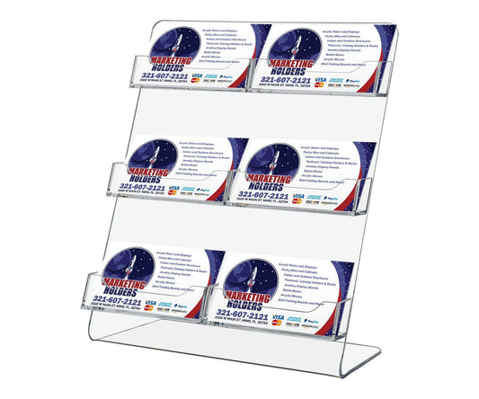 6 Pocket Business Gift Card Display with Slanted Back