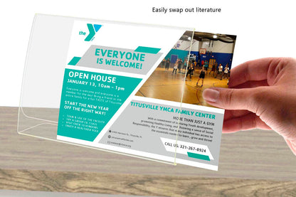 7"W x 5"H Curved Sign Holder Side Load Advertisement Display