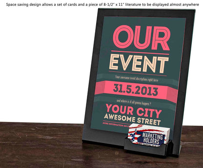 8.5"W x 11"H Unique Black Border Sign Holder with Card Pocket