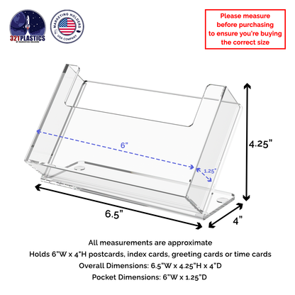 6"W Postcard Holder Slant Back Countertop Index Card Display