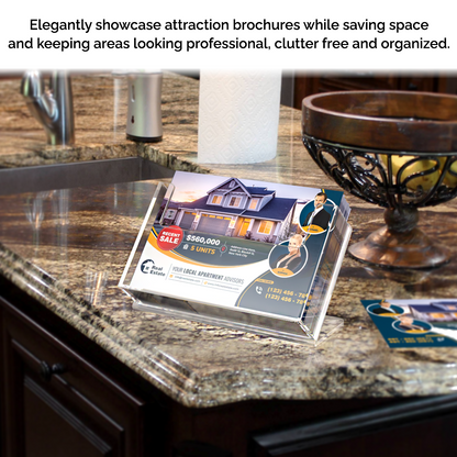 6"W Postcard Holder Slant Back Countertop Index Card Display