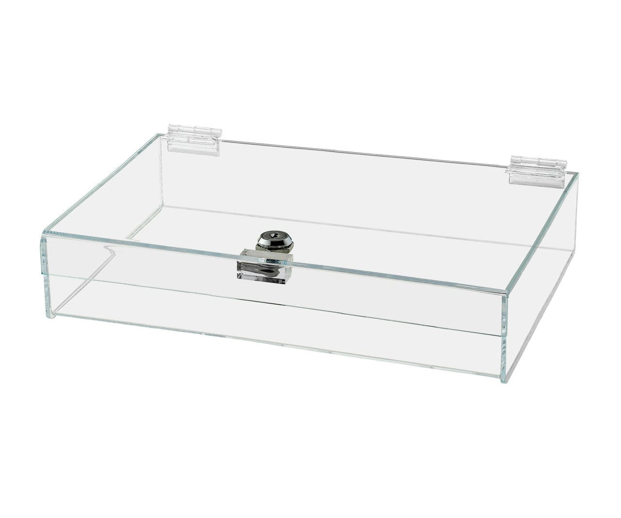 12"W x 10"D x 3"H Acrylic Locking Display Case with Lid and Keys