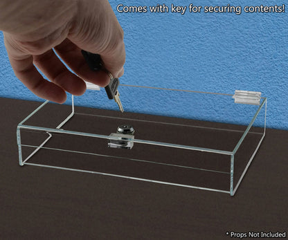 12"W x 10"D x 3"H Acrylic Locking Display Case with Lid and Keys