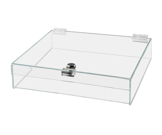 12"W x 12"D x 4"H Acrylic Locking Display Case with Lid and Keys
