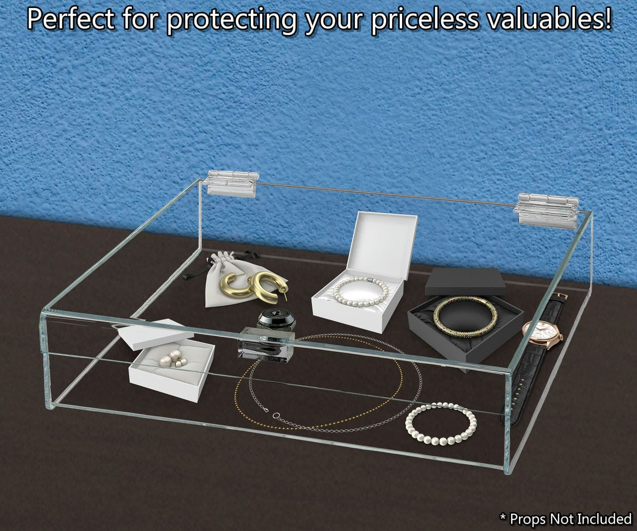 12"W x 12"D x 4"H Acrylic Locking Display Case with Lid and Keys
