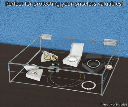 12"W x 12"D x 4"H Acrylic Locking Display Case with Lid and Keys
