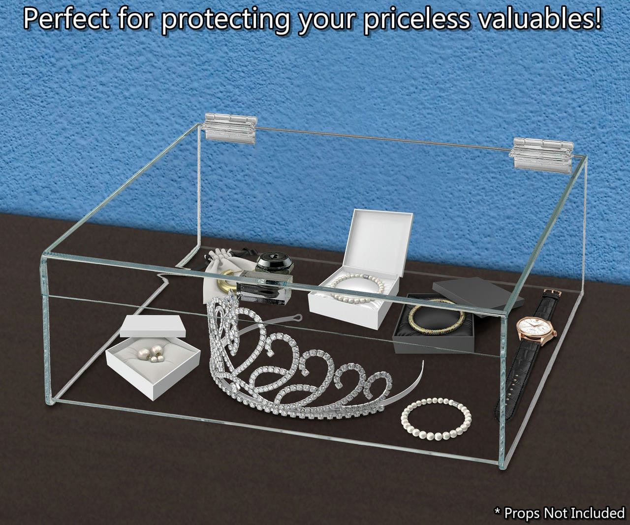 12"W x 12"D x 6"H Acrylic Locking Display Case with Lid and Keys